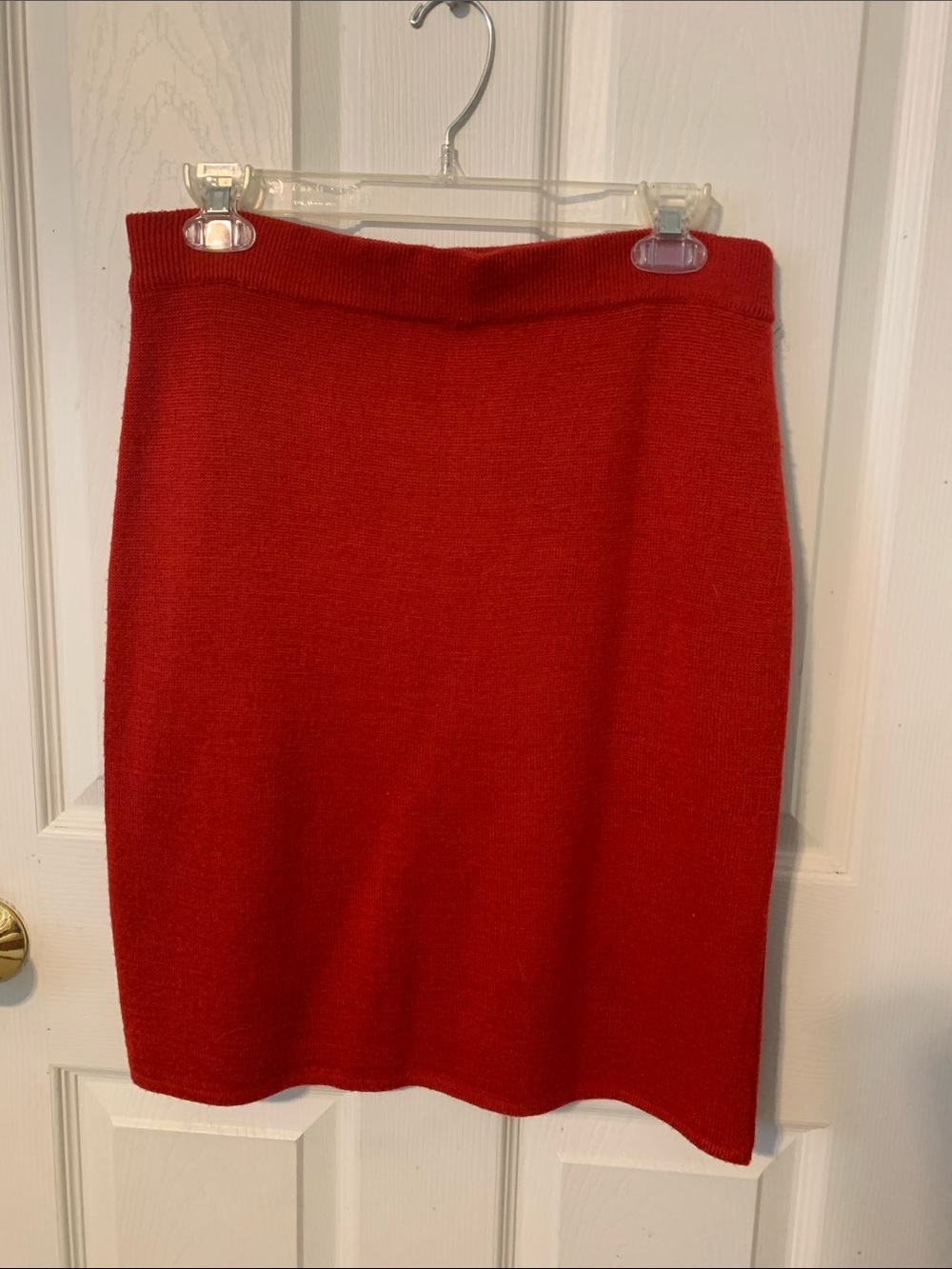 Karen Scott Red Knit Pencil Skirt  - size L